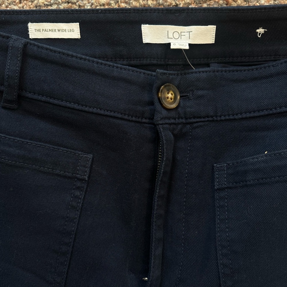 LOFT Palmer Blue Wide Leg Trousers - Picture 3 of 6